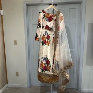 Floral Embroidered Dress with Sheer Dupatta